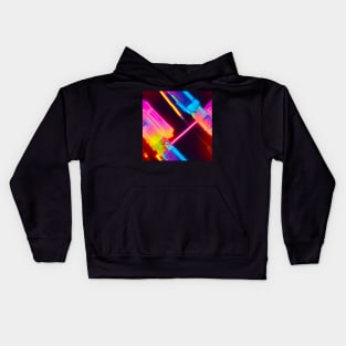 f cyberpunk digital crystals wires colorfull futuristic electronics Kids Hoodie